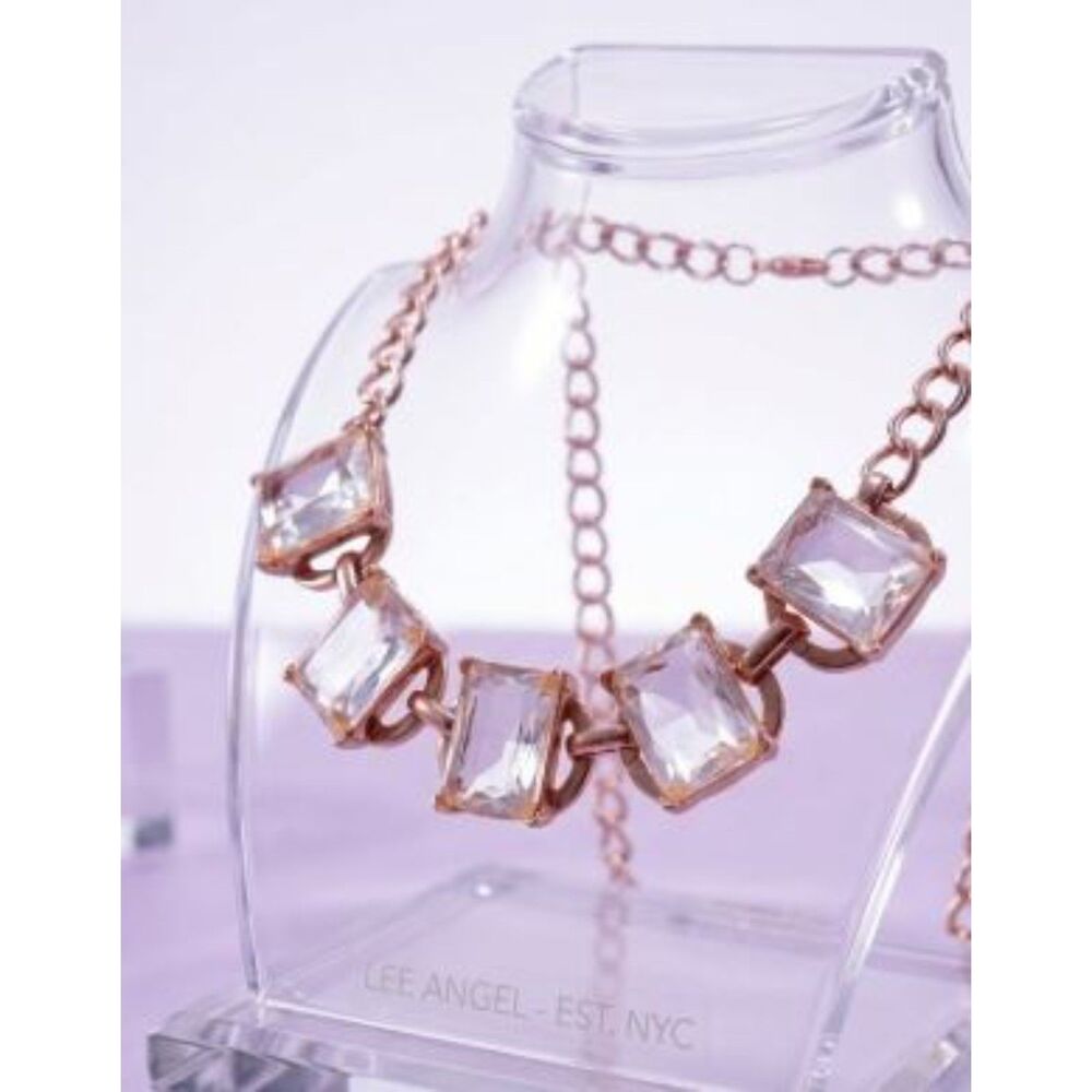 Lee Angel Neiman Marcus Women's Crystal Cube Short Statement Necklace NWT 145
